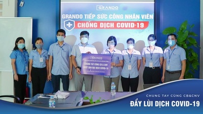 CÔNG ĐOÀN GRANDO KẾT HỢP LĐLĐ HUYỆN GIA LÂM TRAO QUÀ HỖ TRỢ ĐOÀN VIÊN, LAO ĐỘNG BỊ ẢNH HƯỞNG BỞI DỊCH COVID-19