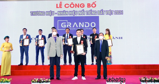 Grando aluminium vinh dự đạt "top 10 thương hiệu – nhãn hiệu nổi tiếng đất việt 2021”