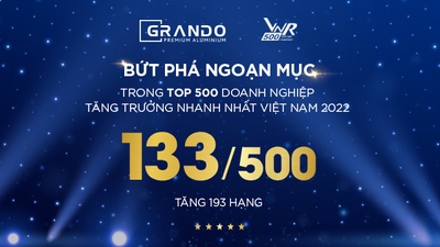 GRANDO BỨT PHÁ NGOẠN MỤC TRONG TOP 500 DOANH NGHIỆP TĂNG TRƯỞNG NHANH NHẤT VIỆT NAM 2022