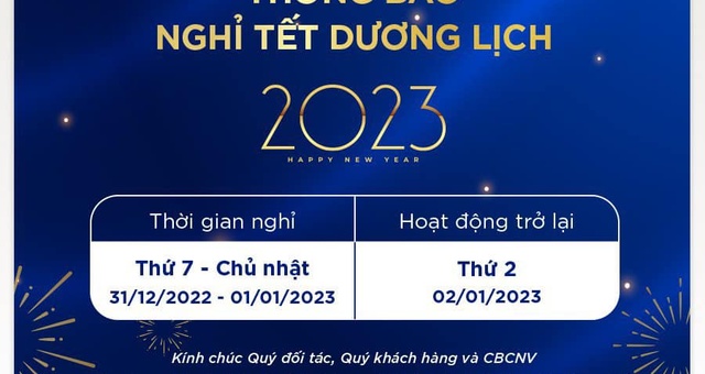 Grando thông báo nghỉ tết dương lịch 2023