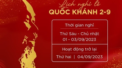 Thông báo: Lịch nghỉ lễ Quốc khánh 2/9