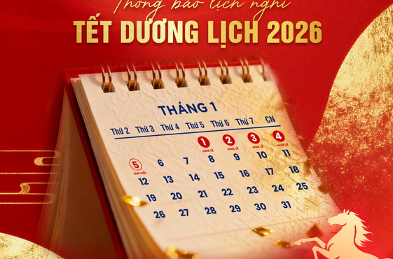 Thông báo nghỉ tết dương lịch 2026 – Grando Aluminium 