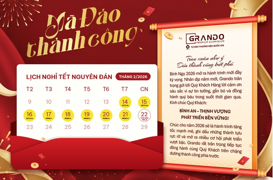 GRANDO THÔNG BÁO NGHỈ TẾT NGUYÊN ĐÁN BÍNH NGỌ