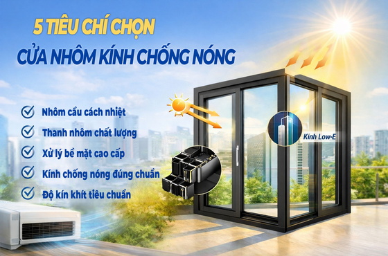 5 tiêu chí chọn cửa nhôm kính chống nóng trước hè 2026
