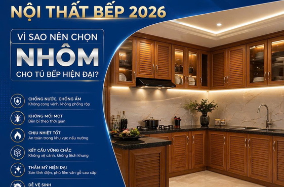 Xu hướng nội thất bếp 2026: vì sao nên chọn nhôm cho tủ bếp hiện đại?