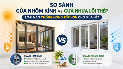 So sánh cửa nhôm kính và cửa nhựa lõi thép: Loại nào chống nóng tốt hơn cho mùa hè?
